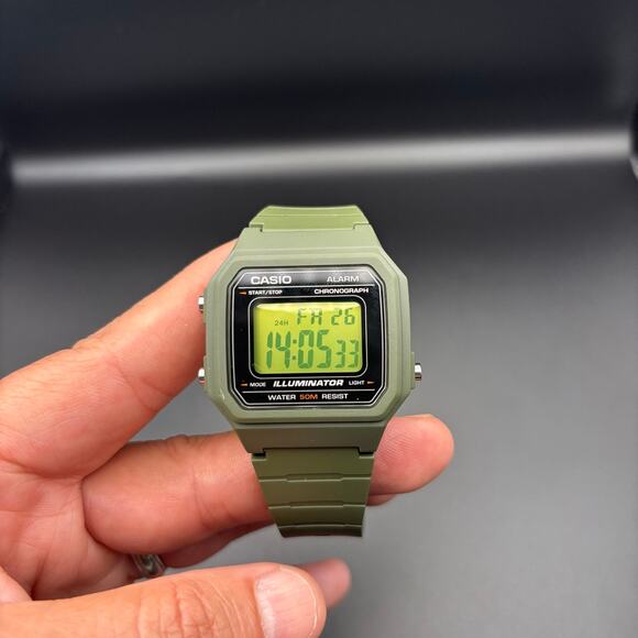 Casio W-217H Mod Green Gel Filter Green Case and Silicone Strap 50m Digital NIB - Picture 16 of 17